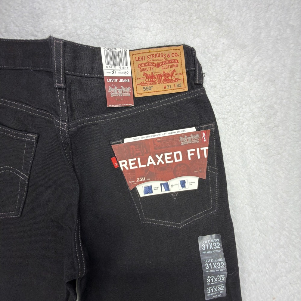 Levis 550 Relaxed Fit Denim Jeans Mens 31x32 Black NWT‎ Y2K NOS Vintage